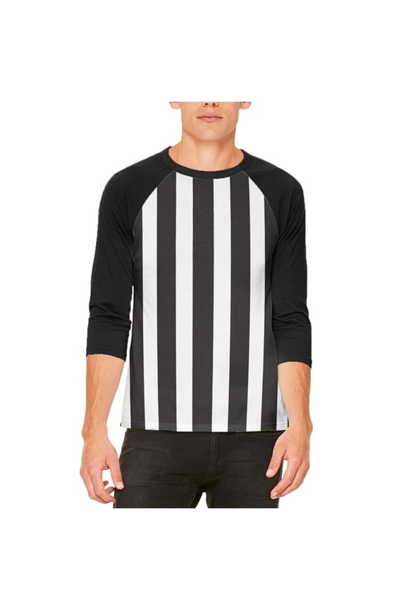 Halloween Referee Costume Mens Raglan T Shirt White-Black SM