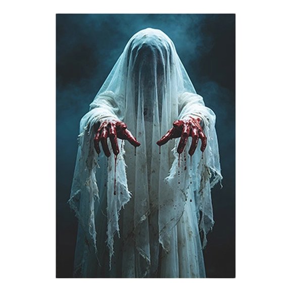 Halloween Removable Wall Decal Themed Wall Sticker for Bedroom Living Room Window Home Decoration 3D Scary Ghost
