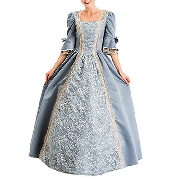 Halloween Renissance Dresses for Women Vintage Baroque Court Evening Prom Gowns Overlong Theatrical Cosplay Clothing