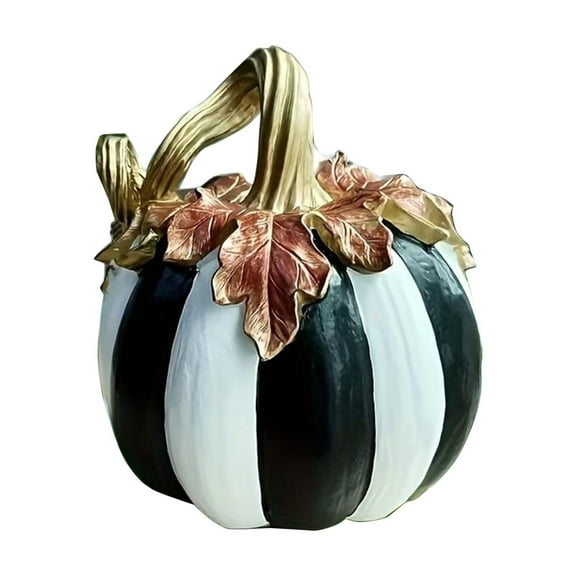 A Resin Black White Art Pumpkin Ornament Party Decoration Home Decor Figurine For Party Living Room Fall Decor Thanksgiving Decor Resin Pumpkin Decor