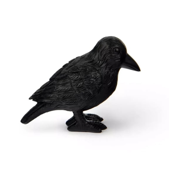 Halloween Resin Crow Figurine Decor, Gothic Black Raven Statue Table Ornament for Desktop Mantel Bookshelf Home Decorations