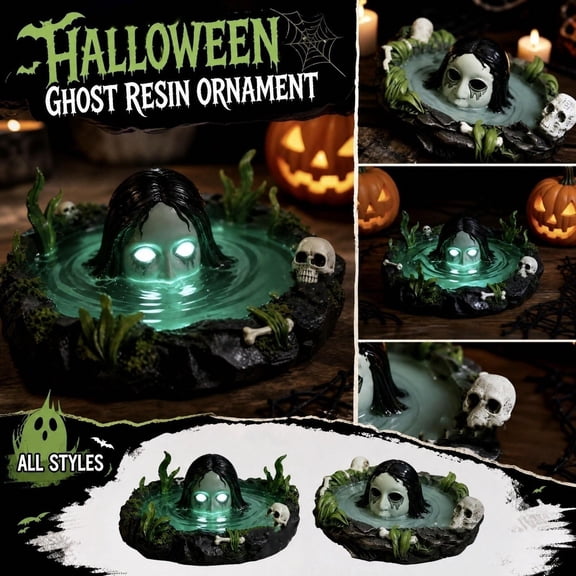 Halloween Resin Ghost Decor Figurine 1 Piece Spooky Tabletop Sculpture for Haunted House Parties Indoor Home Halloween Decorations Great Holiday Spooky Gift for Halloween Lovers