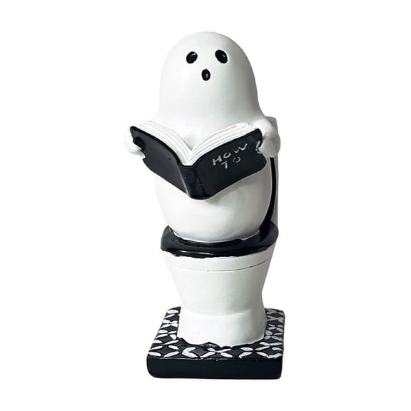 Halloween Resin Ghost Figurine, 4.3" Standing Mini Ghost Ornament for Shelf, Table, and Indoor Halloween Home Decoration