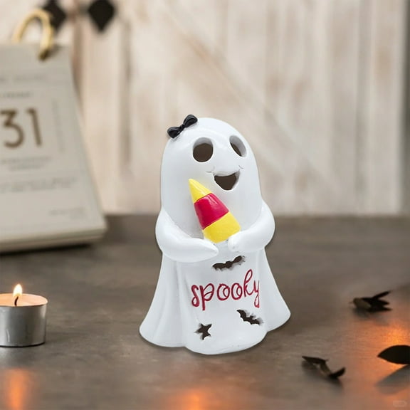 Halloween Resin Ghost Ornament 7" Tall | Outdoor/Indoor Spooky Decor | Hand-Painted Durable Figurine | Porch & Mantel Decoration | Gift Ready
