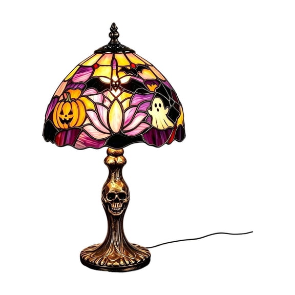 Halloween Resin Glowing Pumpkin Night Light, Gothic Retro Lamp LED Creative Table Lamp Night Light for Indoor Party Bedroom Decoration
