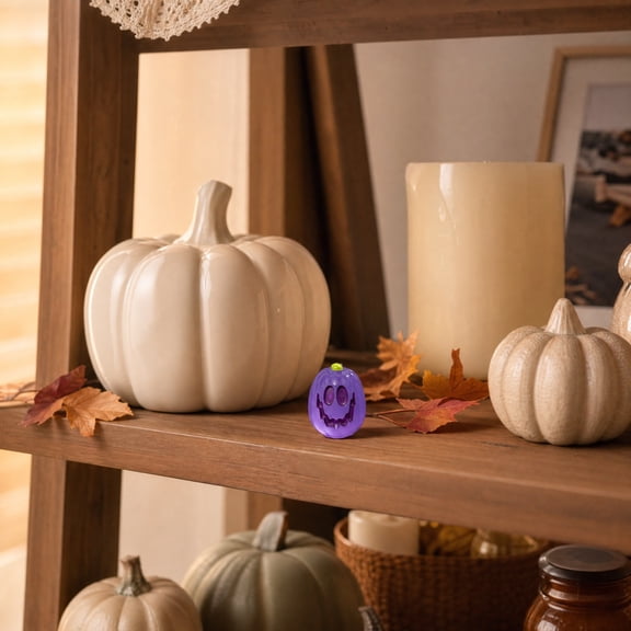 Halloween Resin Mini Pumpkin Ghost Figurines – Glow in Dark Assorted Colors, Cute Desktop Decor for Car Home Party Favor