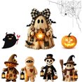 thumbnail image 1 of Halloween Resin Monster Figurine Set, Adorable Handcrafted Pumpkin Ghost Mummy Skeleton Decorations for Rustic Fall Tiered Tray and Mantel Display, 1 of 6