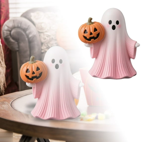 Halloween Resin Pumpkin Figurine - Desktop Ornament for Home & Holiday Party Decor, Halloween Indoor Decorations Cute-Eerie Themed Craft for Shelves/Desks(1PC)