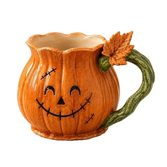 Halloween Resin Pumpkin Mug With Handle Seasonal Holiday Drinking Cup