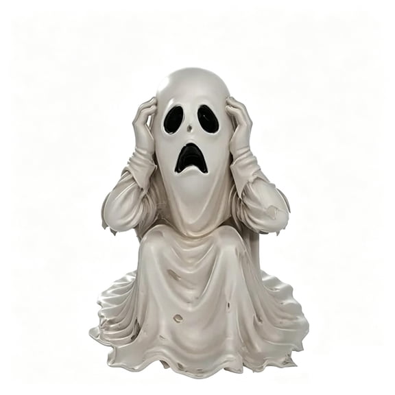 Halloween Resin Screaming Ghost Figurine Tabletop Decor For Mantel Shelf Living Room Home Seasonal Display