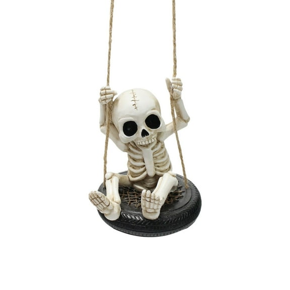 Halloween Resin Skeleton Swing Ornament - Animated Skeleton With Figure, Hanging Decor For Tree Wall Garden - Spooky Fun Festival Decor Prop