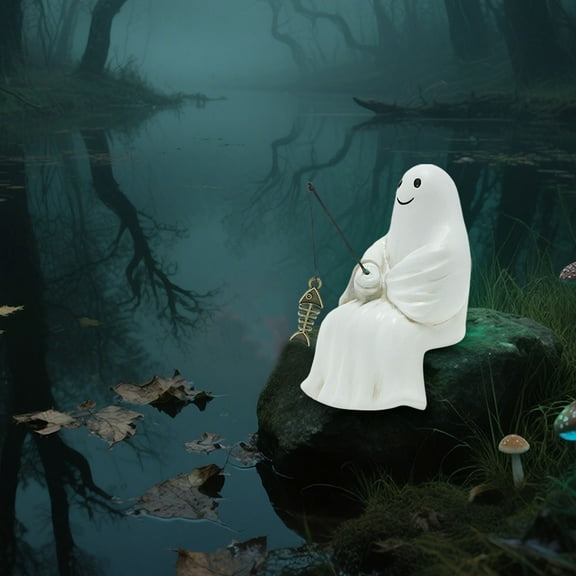 Halloween Resin Small Ghost Fishing Ornament Spooky Festival Home Desktop Fishing Ornament Halloween Decorations