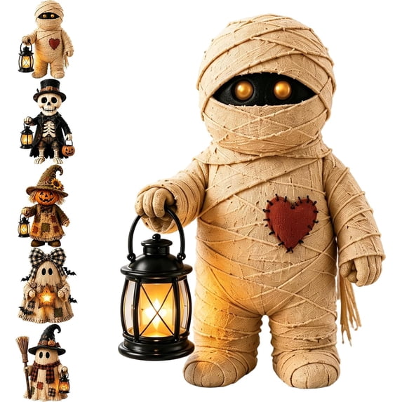 Halloween Resin Statue Decorations, Handcrafted Halloween Figurine Decorations, 3D Resin Skeleton Pumpkin Ghost Scarecrow Mummy Statue for Home Party Decor (Mummy)