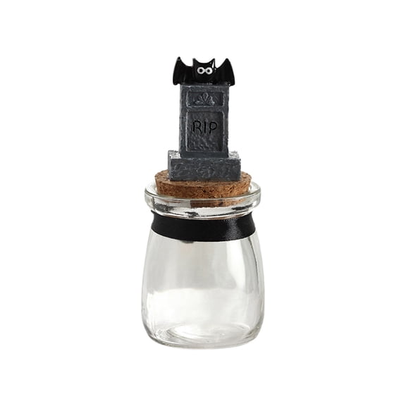 Halloween Resin Topped Glass Wish Jars, Cork Sealed Decorative Storage Bottles for Notes, Trinkets & Candy, Versatile Centerpiece for Parties & Gatherings