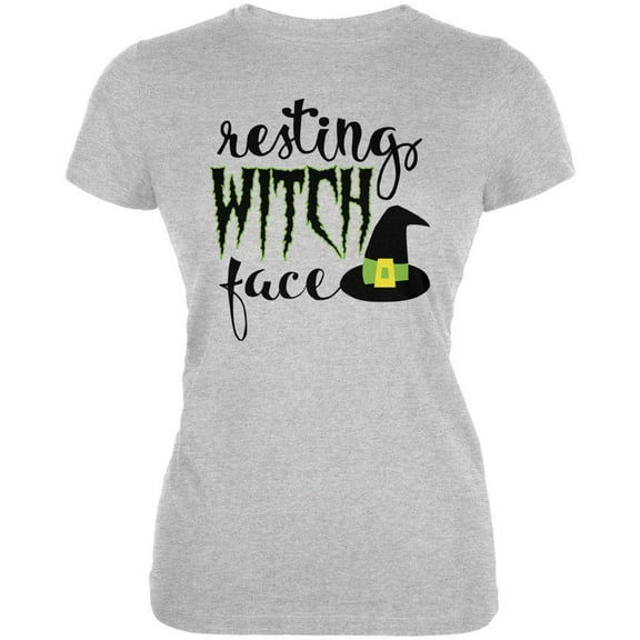 Halloween Resting Witch Face Juniors Soft T Shirt Heather 2XL