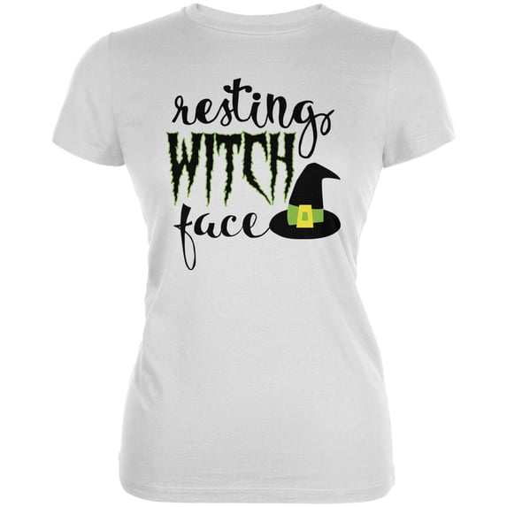 Halloween Resting Witch Face Women's Juniors Soft T Shirt