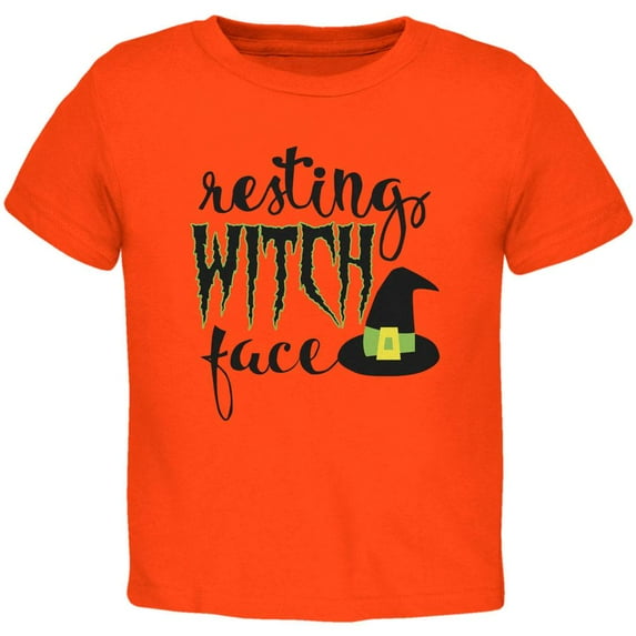 Halloween Resting Witch Face Toddler T Shirt Orange 3T