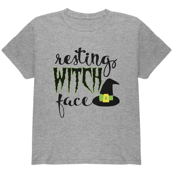 Halloween Resting Witch Face Youth T Shirt Heather YMD