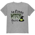 thumbnail image 1 of Halloween Resting Witch Face Youth T Shirt Heather YSM, 1 of 2