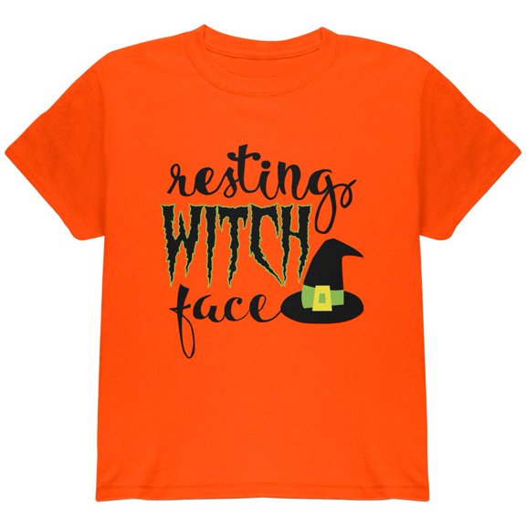 Halloween Resting Witch Face Youth T Shirt Orange Youth X-SM
