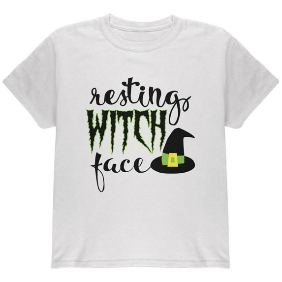 Halloween Resting Witch Face Youth T Shirt White YMD