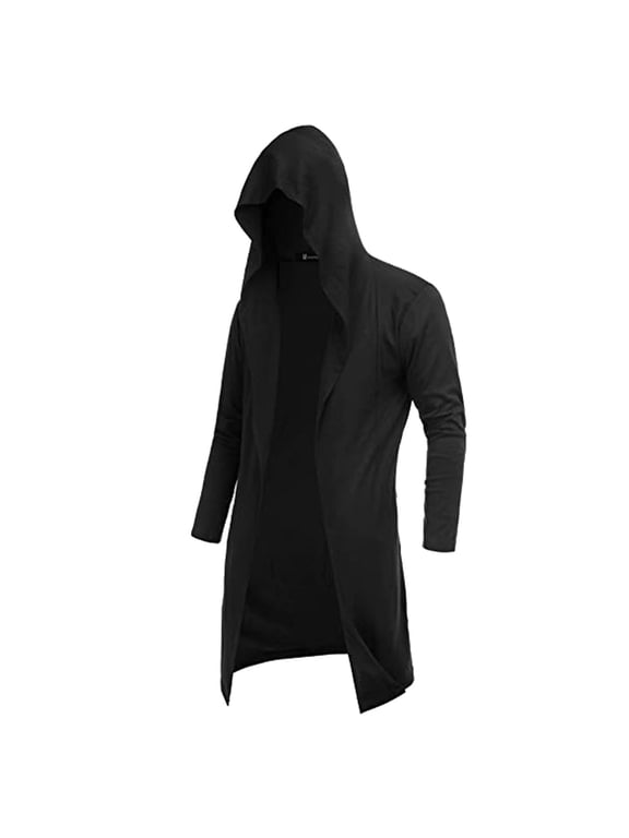 Halloween Retro Coat Men's Long Cardigan Lightweight Hooded Jacket Elegant Nobleman Outfit