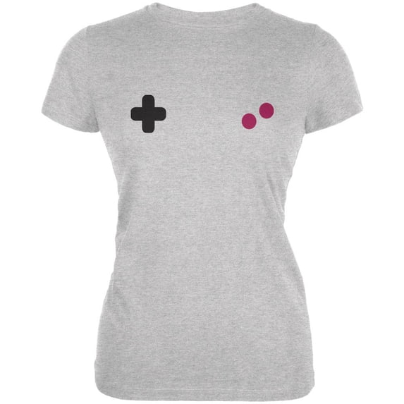 Halloween Retro Game Controller Buttons Costume Juniors Soft T Shirt Heather LG