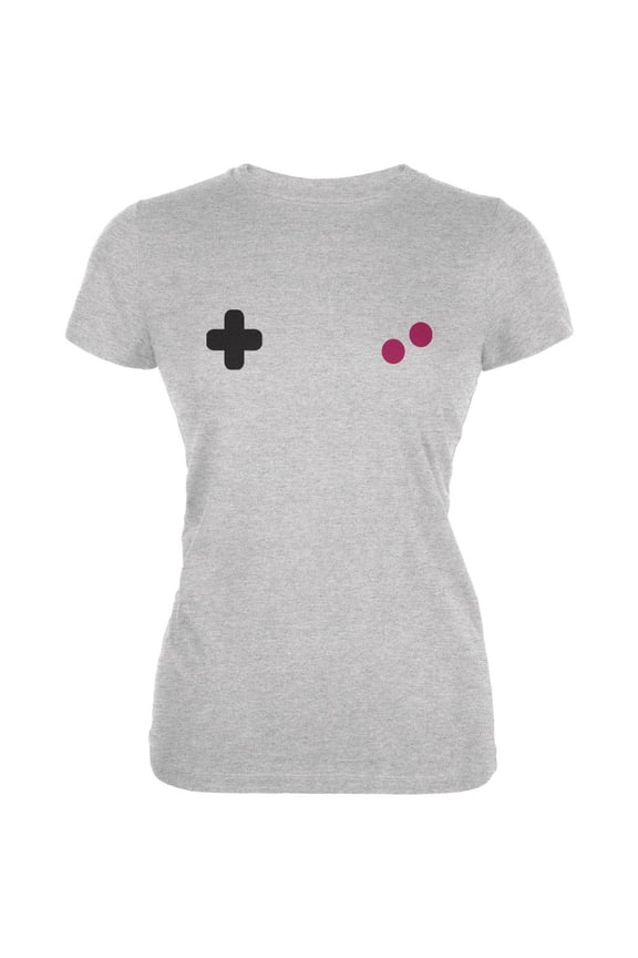 Halloween Retro Game Controller Buttons Costume Juniors Soft T Shirt Heather MD