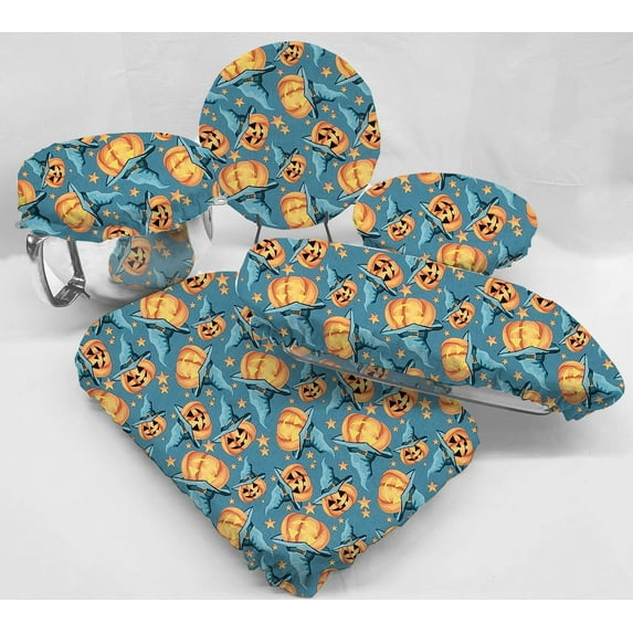 Halloween Reusable Fabric Bowl and Casserole Pan Covers by Penny's Needful Things (2 Casserole Pan Covers) (Haunted Houses & Witches)