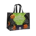 thumbnail image 1 of Halloween Reusable Grocery Tote Bag, Aesthetic Shopping Shoulder Handbag Foldable Non-woven Present Gift for Cookies Candy (Black), 1 of 6