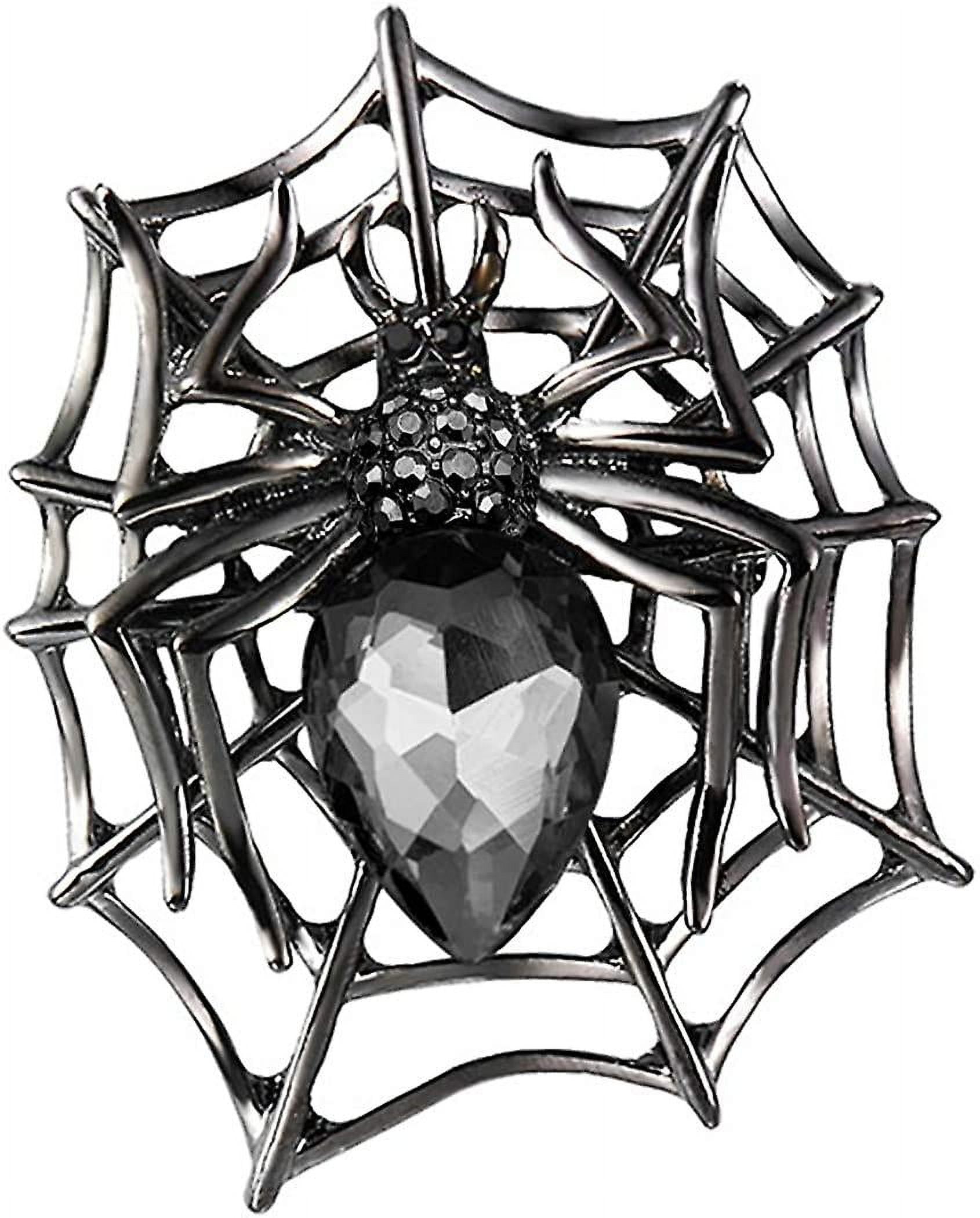 Halloween Rhinestone Crystals Spider Web Teardrop Spider Brooch Pin ...