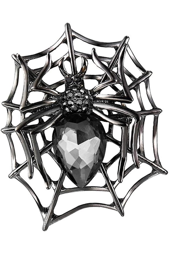 Halloween Rhinestone Crystals Spider Web Teardrop Spider Brooch Pin Clothing Accessories (A-1B)
