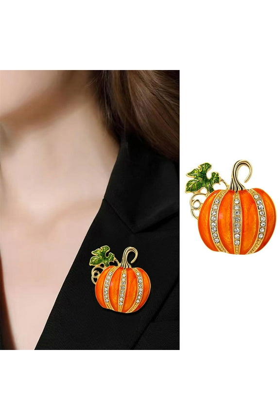 Halloween Rhinestone Pumpkin Brooch, European And American Decorative Oil Dripping Cardigan Brooch, Buttonhole, Jacket, Sweater Accessory, Chest Flower Handmade Buttons, Zinc Alloy Orange
