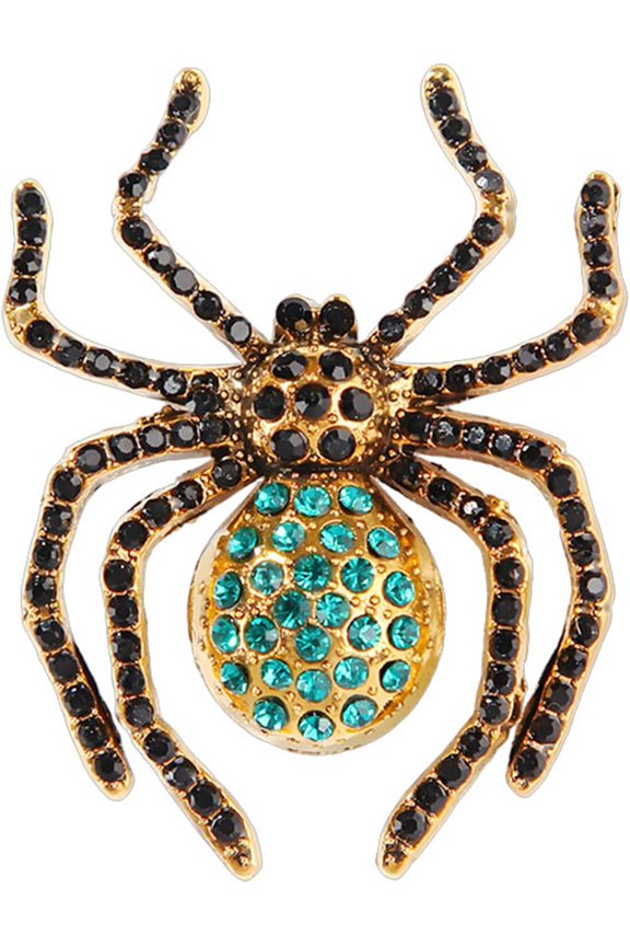 Halloween Rhinestone Spider Brooch Pins for Women Men Gothic Punk Colorful Spider Insect Animals Brooch Pin Halloween Cosplay Party Personalized Accessories Jewelry