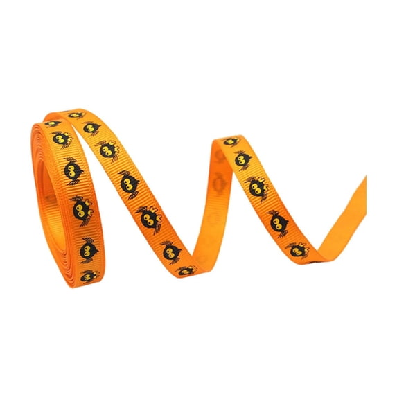 Halloween Ribbon, Bat and Ghost Grosgrain Ribbon for Gift Wrapping, Halloween Decoration, Sewing, Diy Crafts Yellow