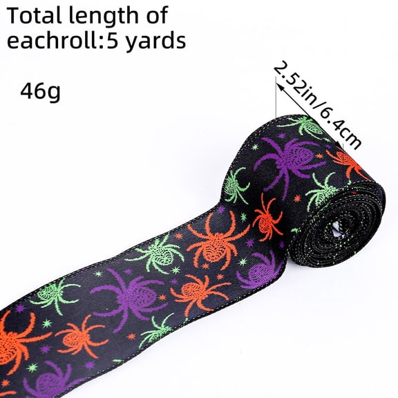 Halloween Ribbon, Halloween Spider Burlap Ribbons, for Wreath Diy Crafting Gifts Wrapping Halloween Party Decoration C