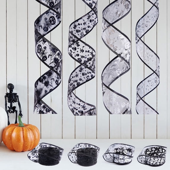 Halloween Ribbon Wired 2.5in Value Multipack for Wreath Gift Party Fall Decor by OVFUIZ