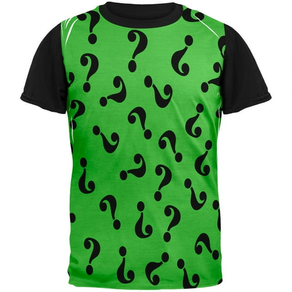Halloween Riddle Me This Costume Adult Black Back T-Shirt - Small