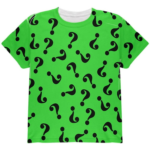 Halloween Riddle Me This Costume All Over Youth T Shirt Multi YXL