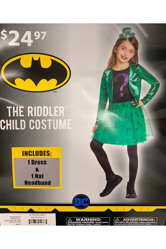 Halloween Riddler Dress Girl Lg