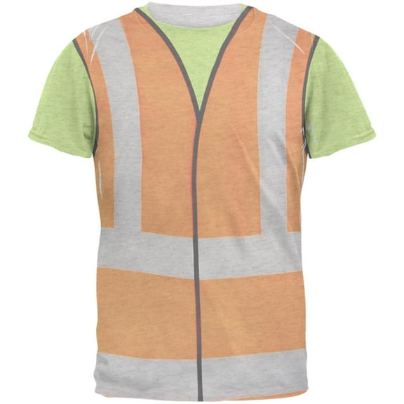 Halloween Road Worker Construction Vest Costume Mens T Shirt Heather White X-LG