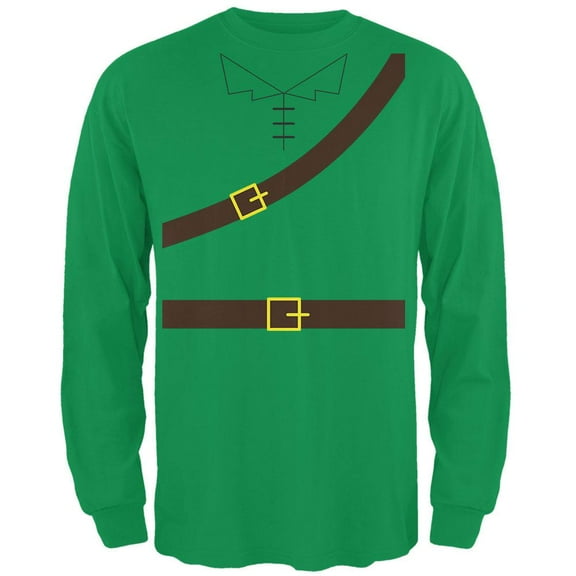 Halloween Robin Hood Costume Irish Green Adult Long Sleeve T-Shirt - Medium