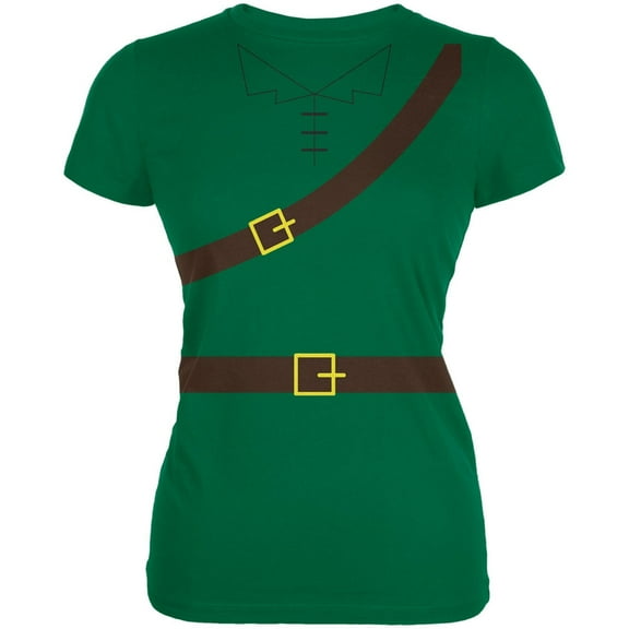 Halloween Robin Hood Costume Kelly Green Juniors Soft T-Shirt - Large