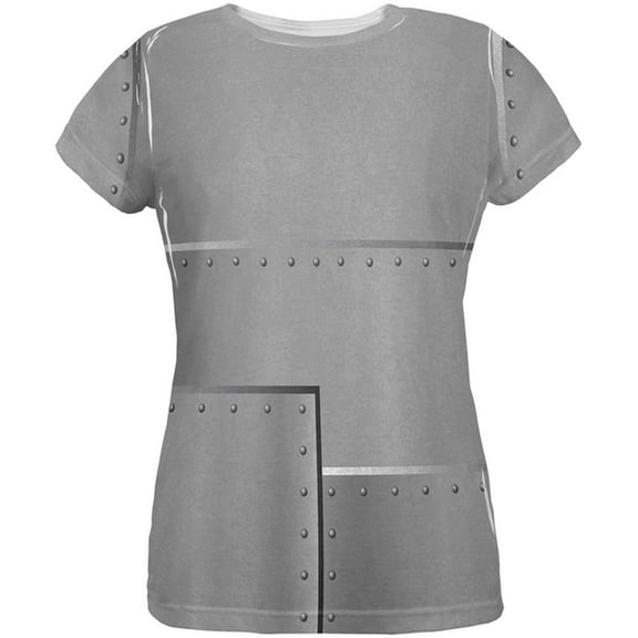 Halloween Robot Rivets Costume Steel All Over Womens T Shirt Multi 2XL