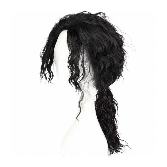 Halloween Rocker Wig, 1980s Retro Party Long Curly Black Hair for Cosplay