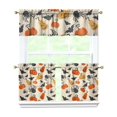 thumbnail image 1 of Halloween Rod Pocket Curtains 3-Piece Set - Gothic Skull Bat Design Semi-Sheer Window Treatment Panels, 1 of 6