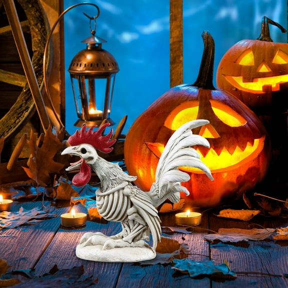 Halloween Rooster Skeleton Sculpture Collection Decoration 1 Piece