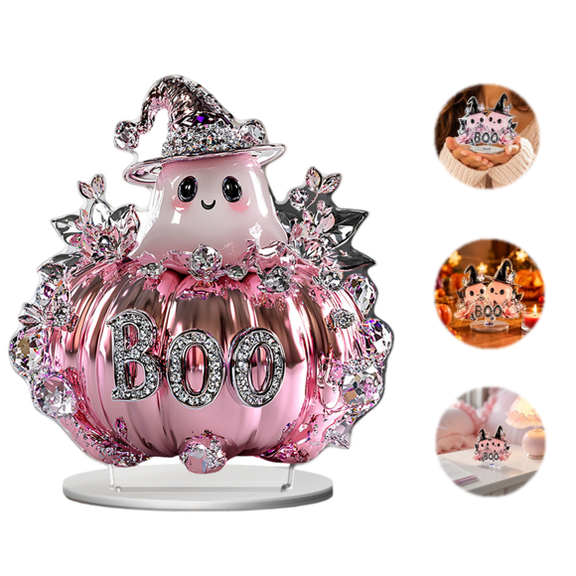 Halloween Rotating Acrylic Standee 2D Tabletop Sign Spinning Pumpkin Ghost Centerpiece Decor 1 Pack