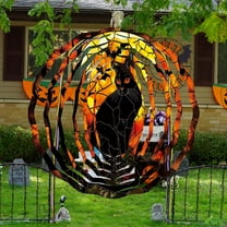 Halloween Rotating Wind Chime with Colorful PVC Pendants for Outdoor Decoration - Hanging Spooky Ornament for Garden, Patio, and Courtyard