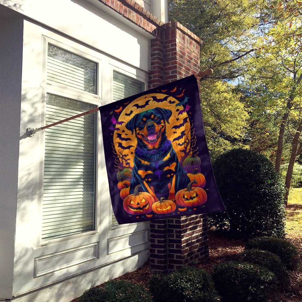 Halloween Rottweiler Dog House Flag 28x40IN Double-Sided Polyester Decorative Sleeve Pole Flag for Outdoor Home Garden